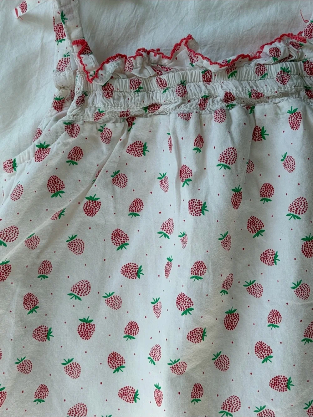 ZARA Baby 3-4Y Strawberry Print Ruffle Tie Strap Lined Summer Top